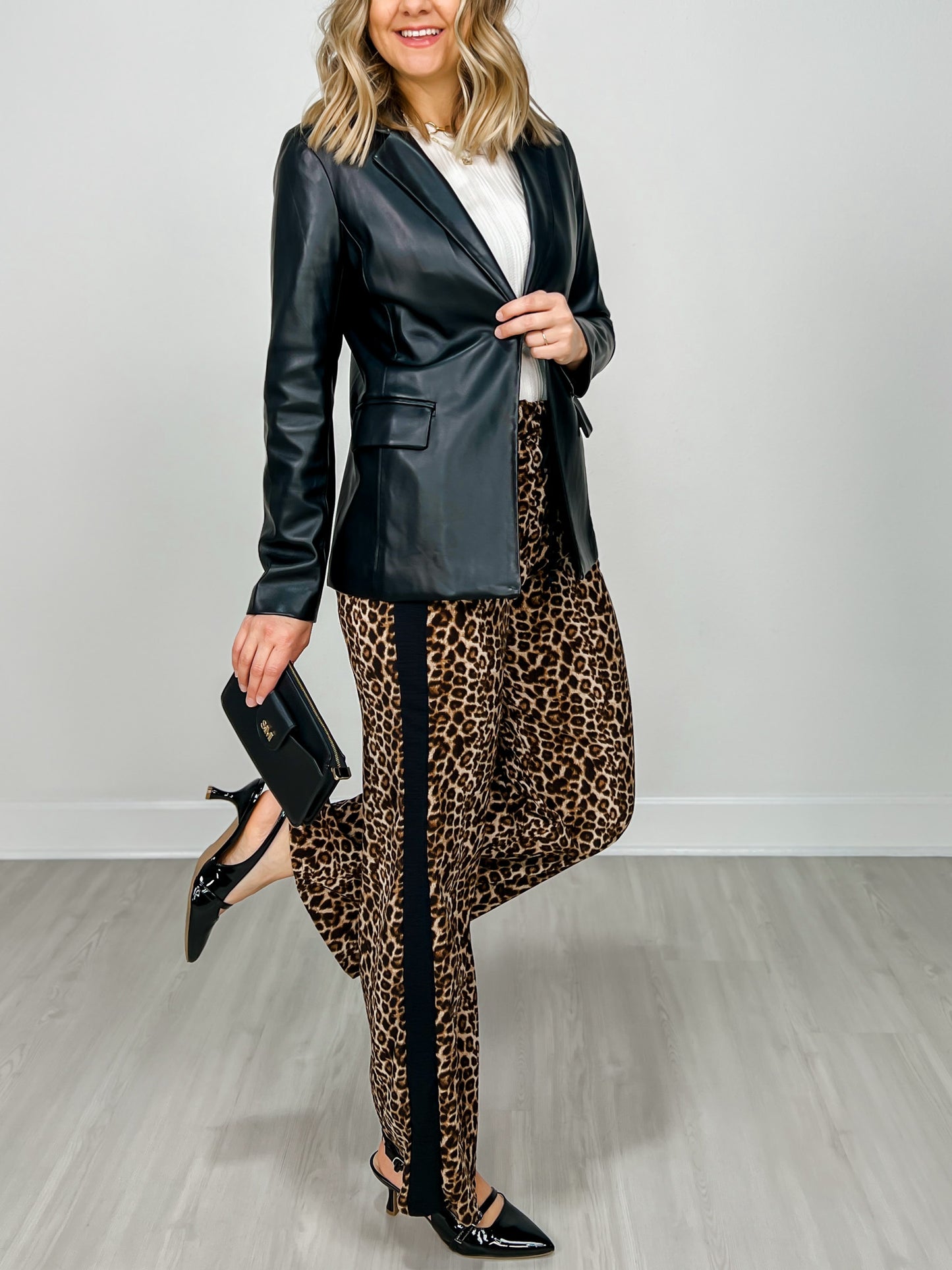 Leopard Print Wide Leg Pants With Pockets