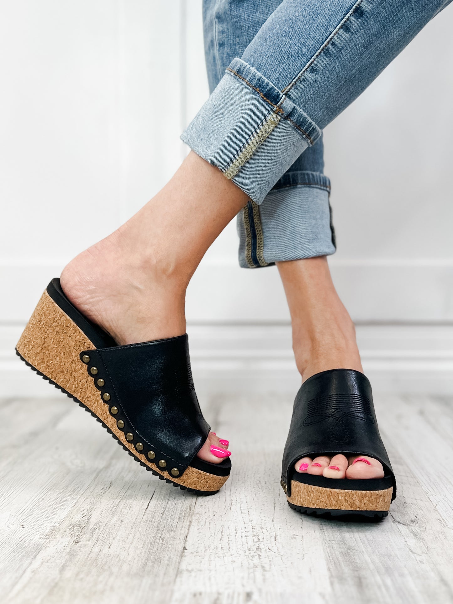 Corkys Saddle Up Wedges in Black