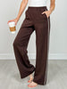 Modal Scuba Stripe Piping Straight Pant in Espresso Cream