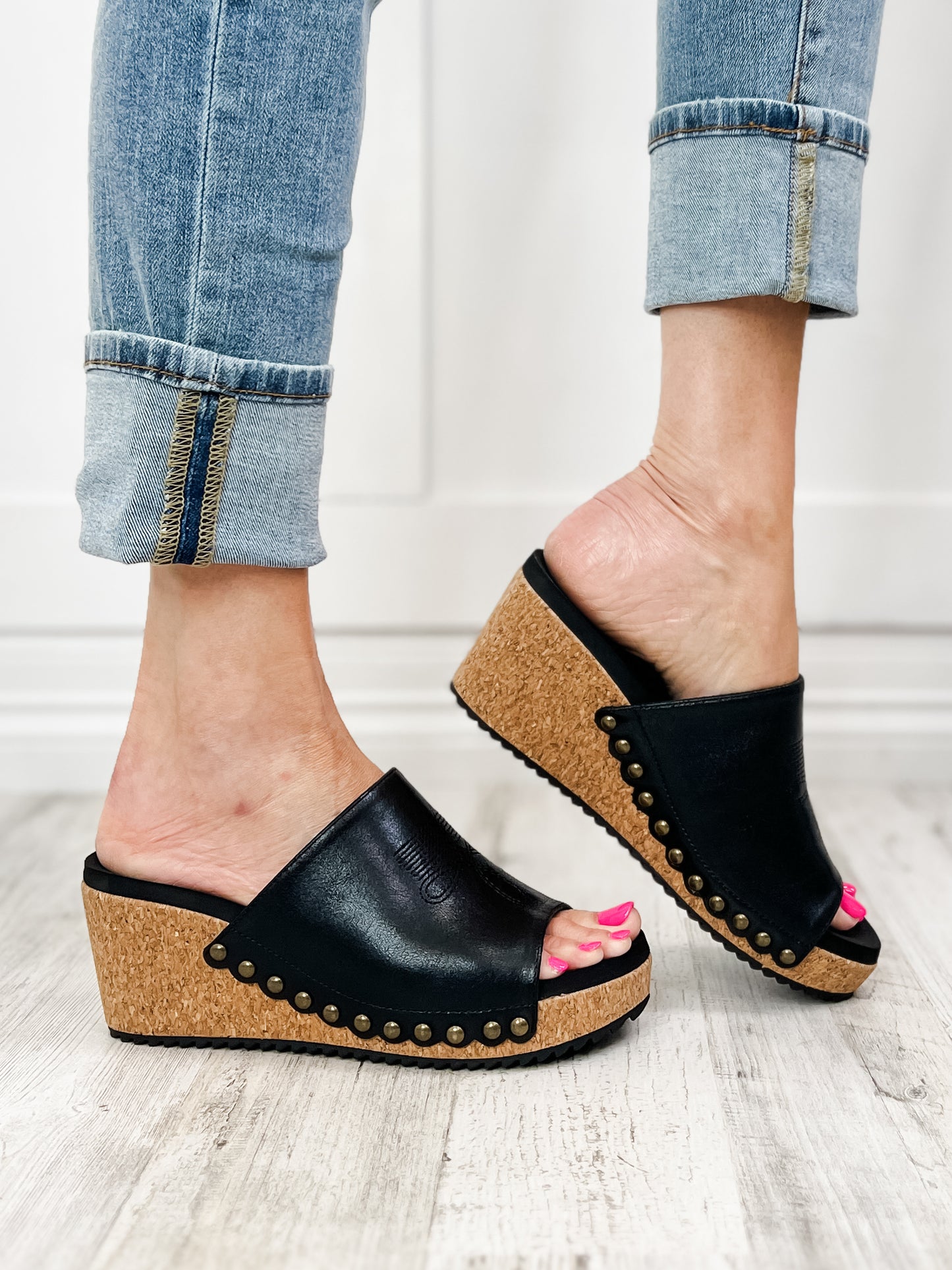 Corkys Saddle Up Wedges in Black