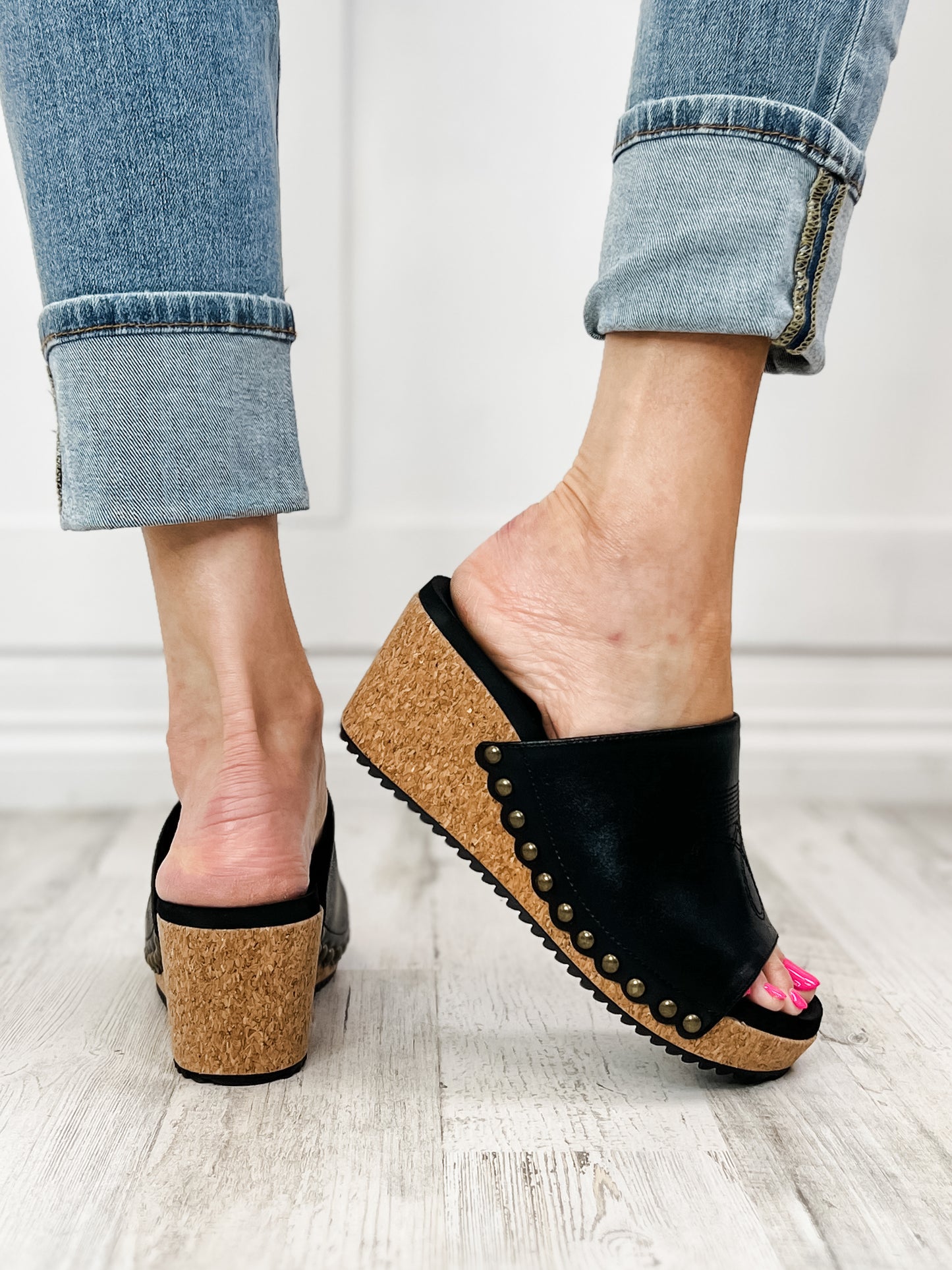 Corkys Saddle Up Wedges in Black