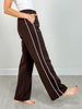 Modal Scuba Stripe Piping Straight Pant in Espresso Cream