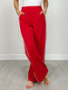 Modal Scuba Stripe Piping Straight Pant in True Red Cream