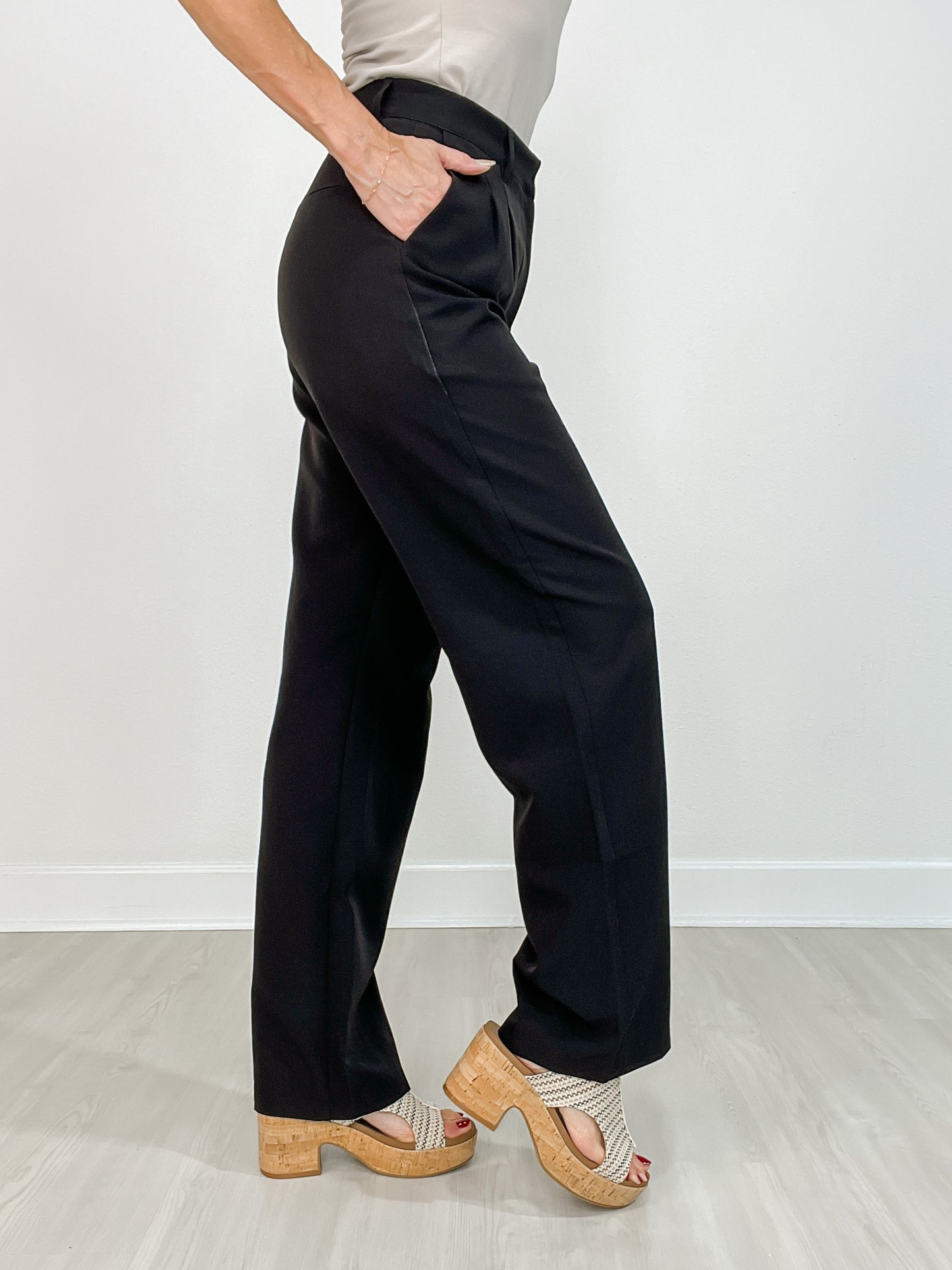 Solid Full Length Dress Pants