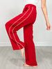 Modal Scuba Stripe Piping Straight Pant in True Red Cream