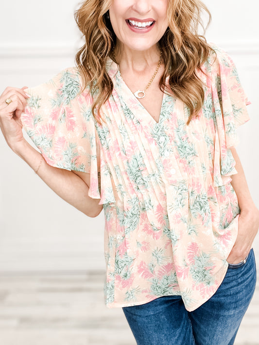 Floral V-Neck Sleeveless Top