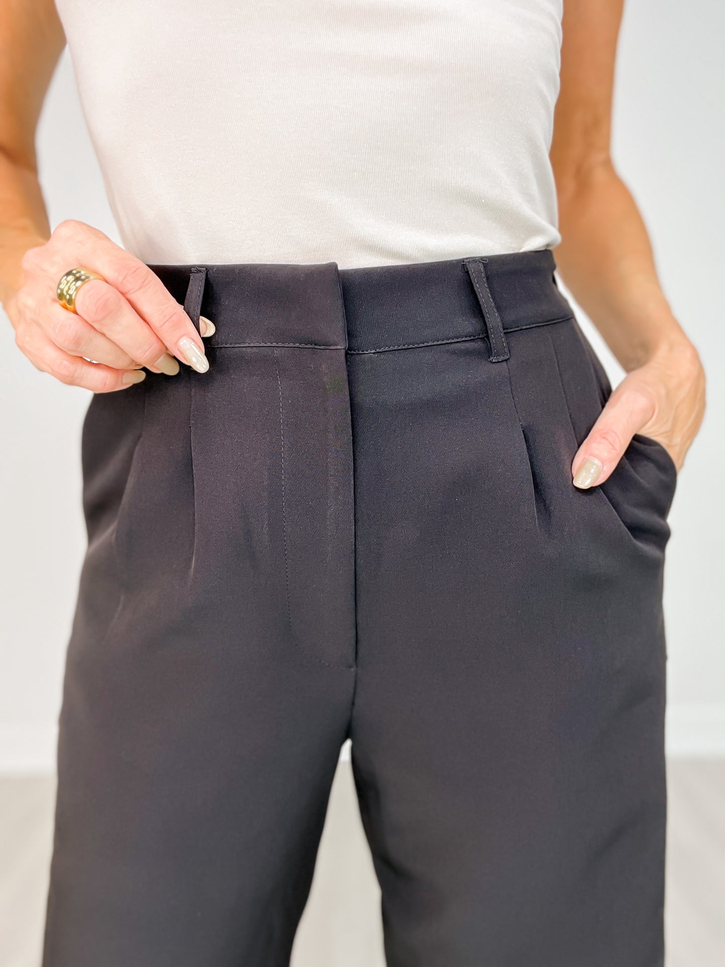 Solid Full Length Dress Pants