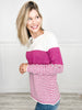 Colorblock Striped Crew Neck Pullover Sweater