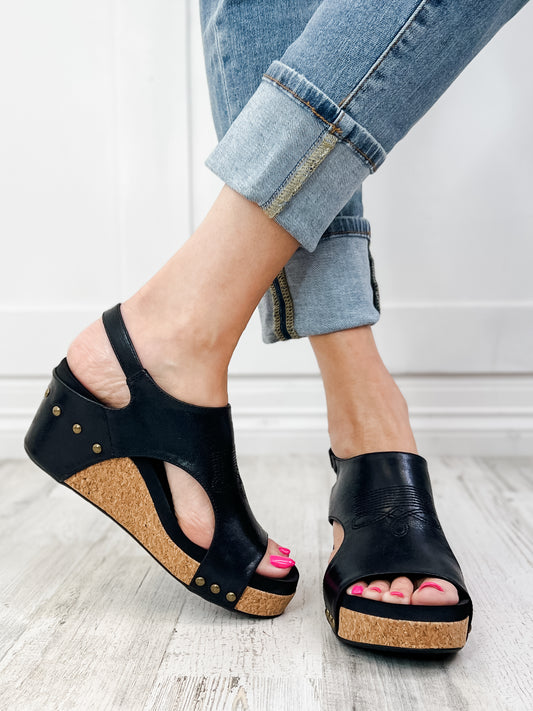 Corkys Carley Black Stitch Wedge Shoe