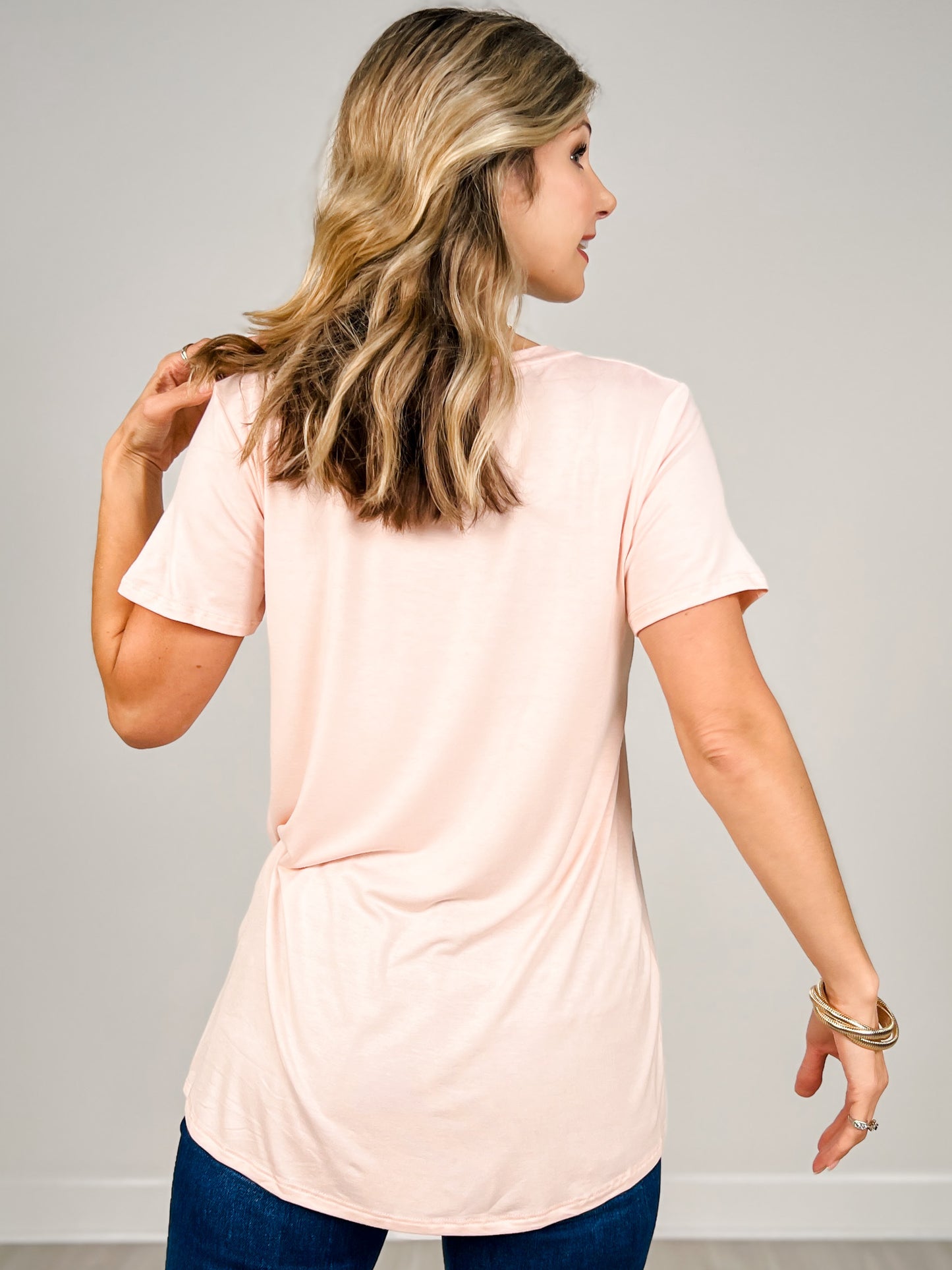 Short Sleeve V-Neck Rayon Solid Top