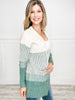 Ribbed Color Block Super Soft Yard Open Front Cardigan in Kale