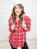 Pocket Button Down Plaid Detachable Hood Shacket