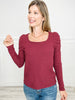 PUFF SLEEVE TEXTURED TERRY TOP