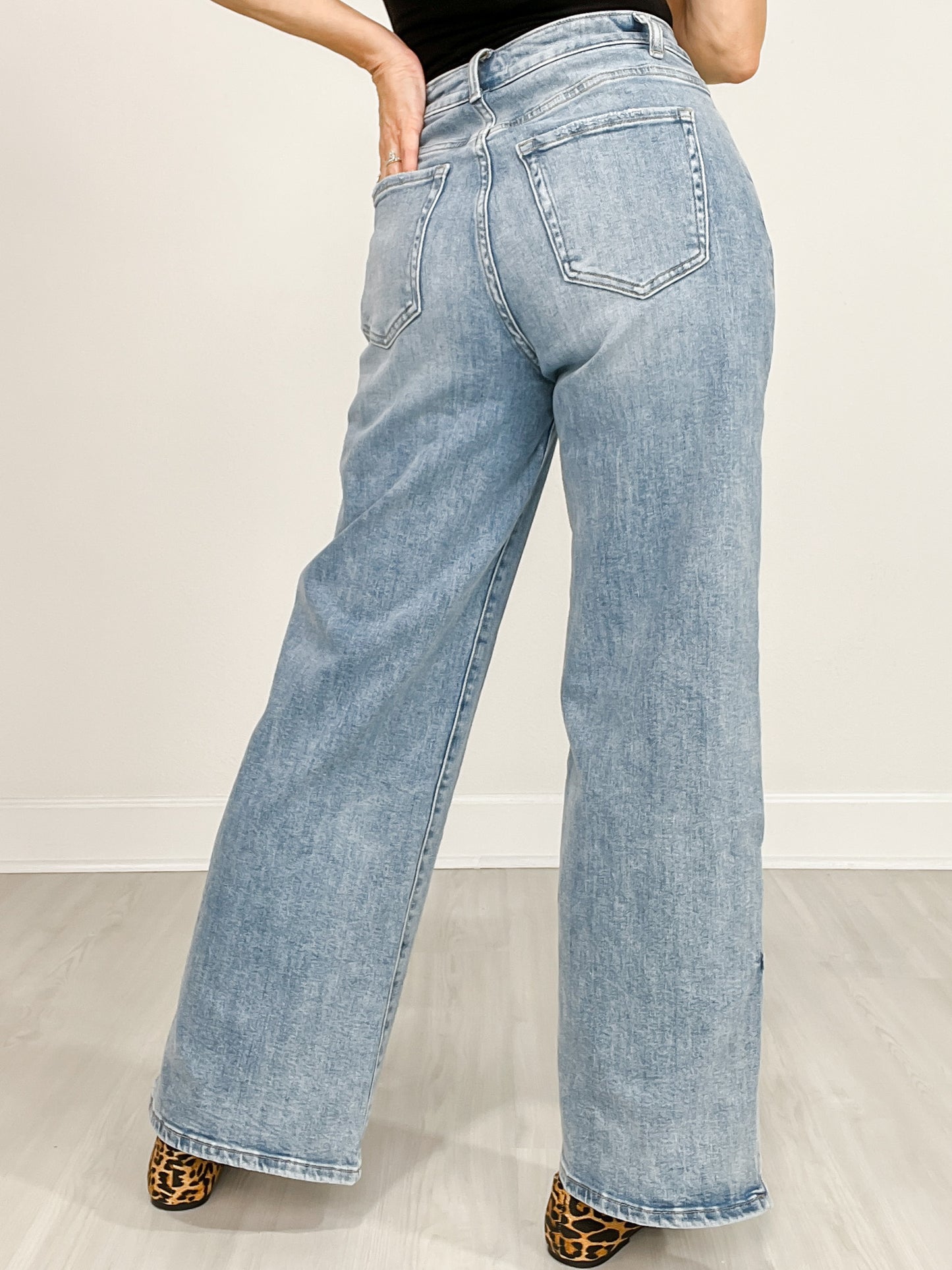 Comfort Stretch Wide Leg Denim with Drawstring Waist