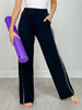 Modal Scuba Stripe Piping Straight Pant in Black Cream