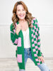 Multi-Checkered Long Sleeve Open Long Sweater Cardigan Top