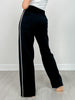 Modal Scuba Stripe Piping Straight Pant in Black Cream