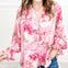 Long Sleeve Floral Print Button Down Top