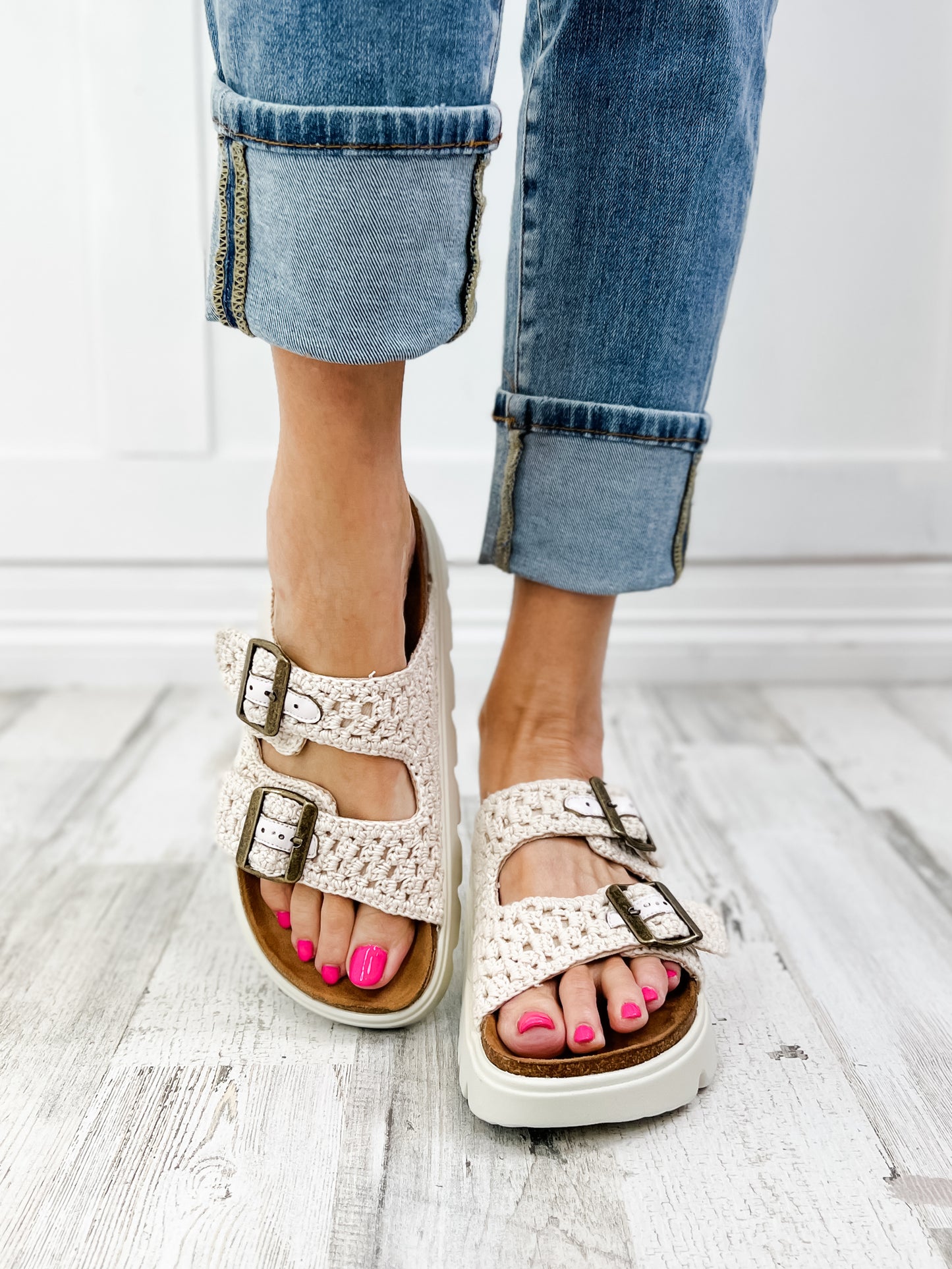 Corkys Rumor Has it Cream Macrame Sandal