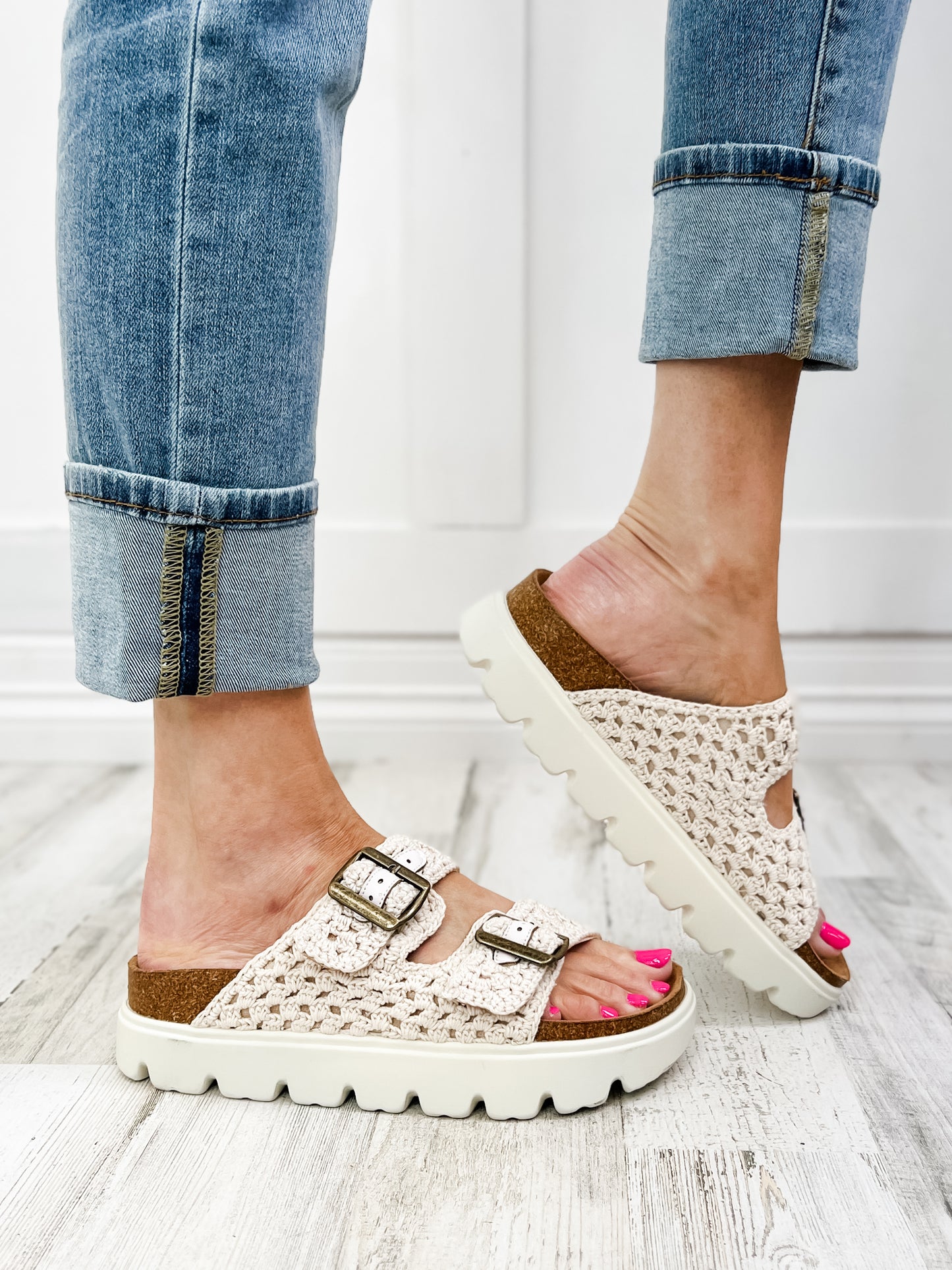 Corkys Rumor Has it Cream Macrame Sandal