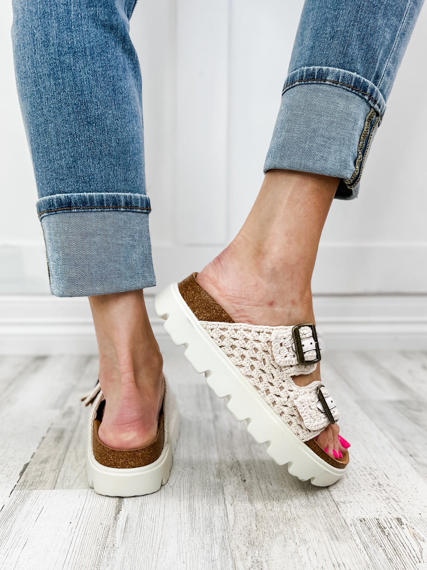 Corkys Rumor Has it Cream Macrame Sandal