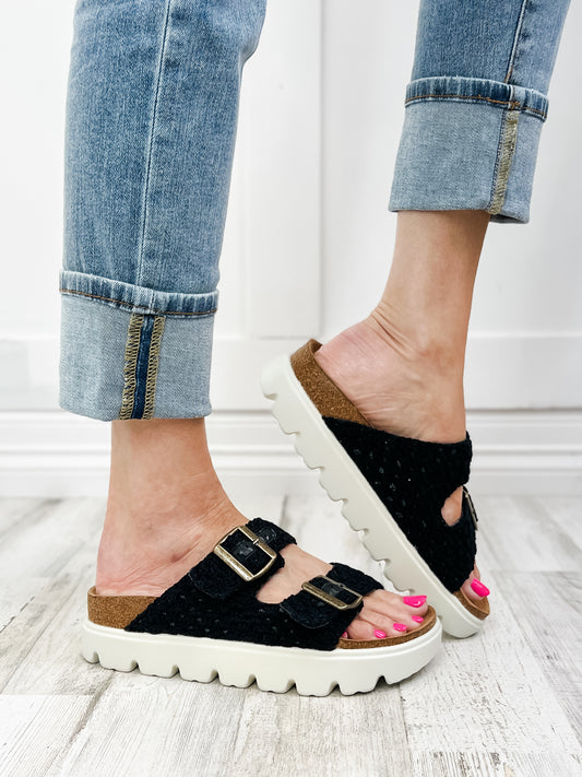 Corkys Rumor Has it Black Macrame Sandal