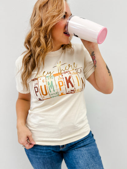 Hey There Pumpkin Gold Foil Graphic Top
