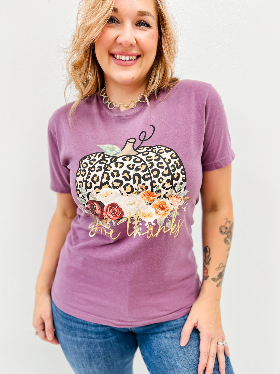 Give Thanks Gold Foil Graphic Tee