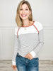 STRIPED CREW NECK LONG SLEEVE KNIT TOP