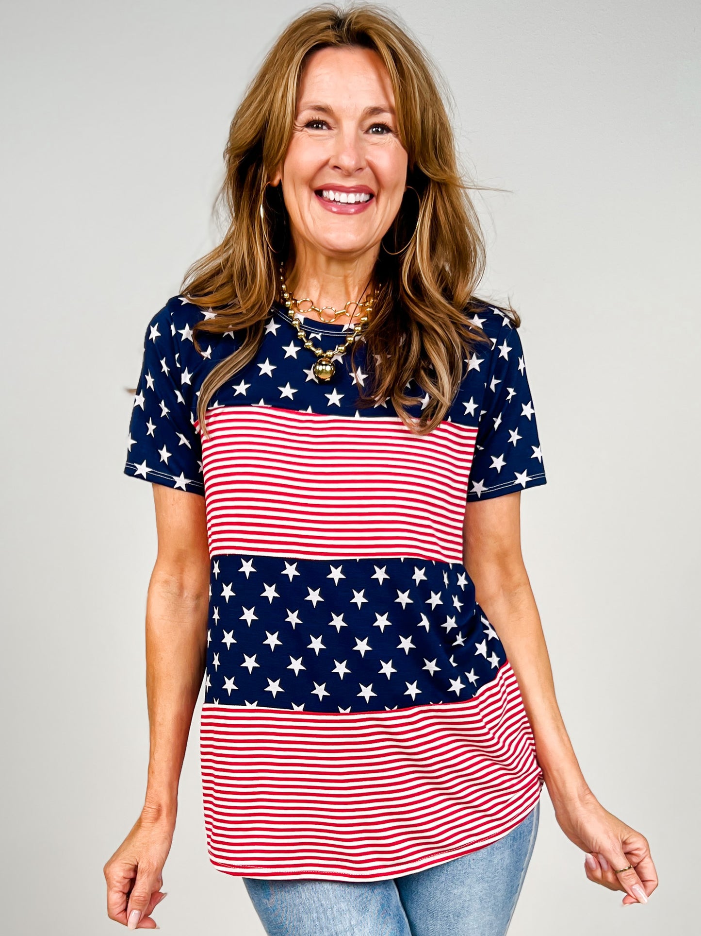 Stars and Stripe Short Sleeve Top