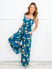 Sweet Summer Floral Ruffle Square Neck Smocked Bodice Jumpsuit