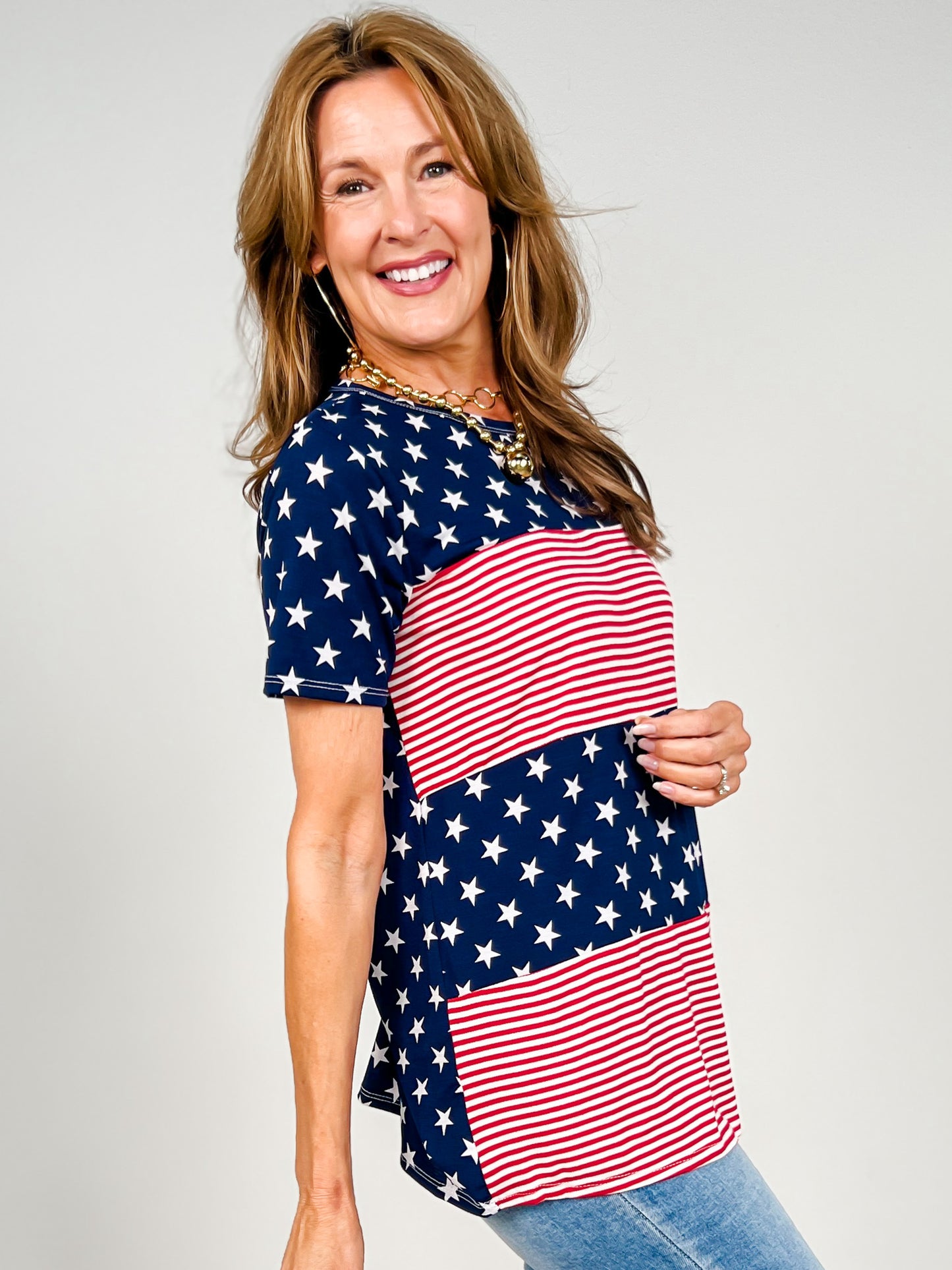 Stars and Stripe Short Sleeve Top