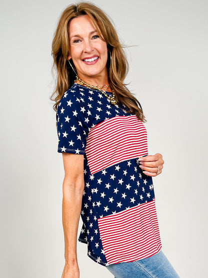 Stars and Stripe Short Sleeve Top