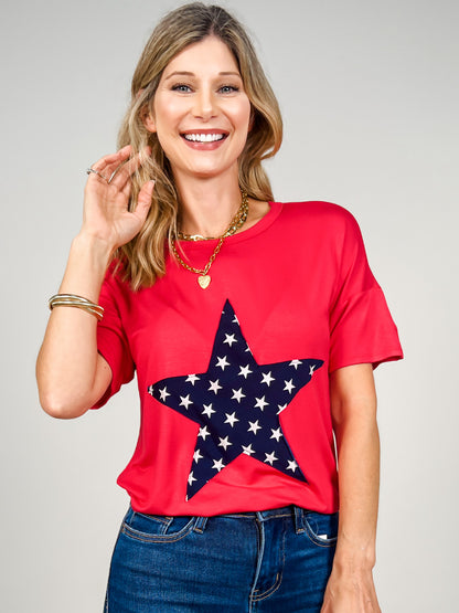 Short Sleeve Top with Star Front