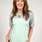 Short Sleeve Round Neck Solid Contrast Top