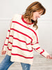 Striped Contrast Hi-Lo Hem Knit Sweater