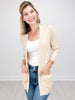 Cotton Blend Knit Open Front Cardigan with Front Pockets - GROUP A