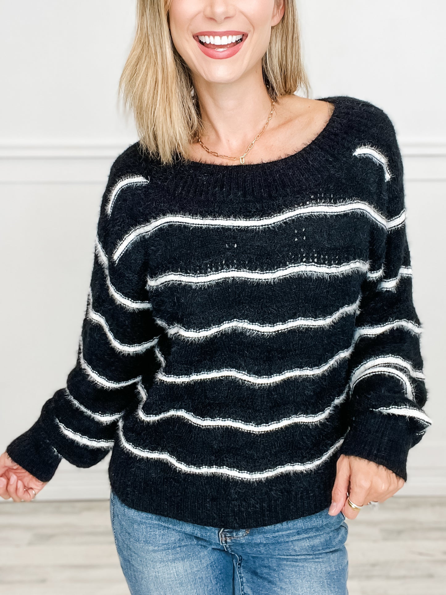 LONG SLEEVE STRIPE SWEATER TOP