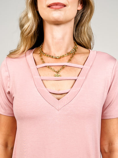 Short Sleeve Criss Cross Neckline Top