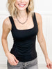 Light My Fire Square Neckline Sleeveless Tank Top in Black