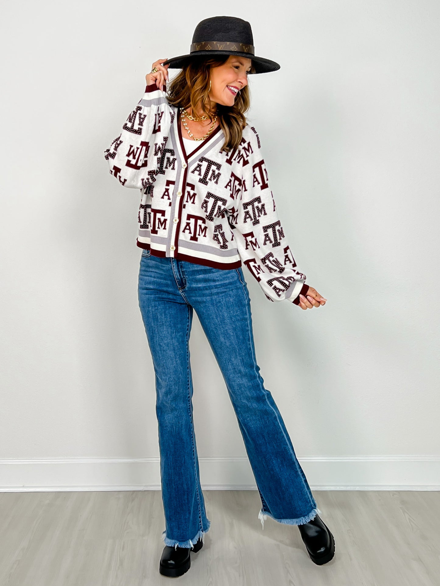 Queen Of Sparkles Texas A&M Knit in Mascot Rhinestone