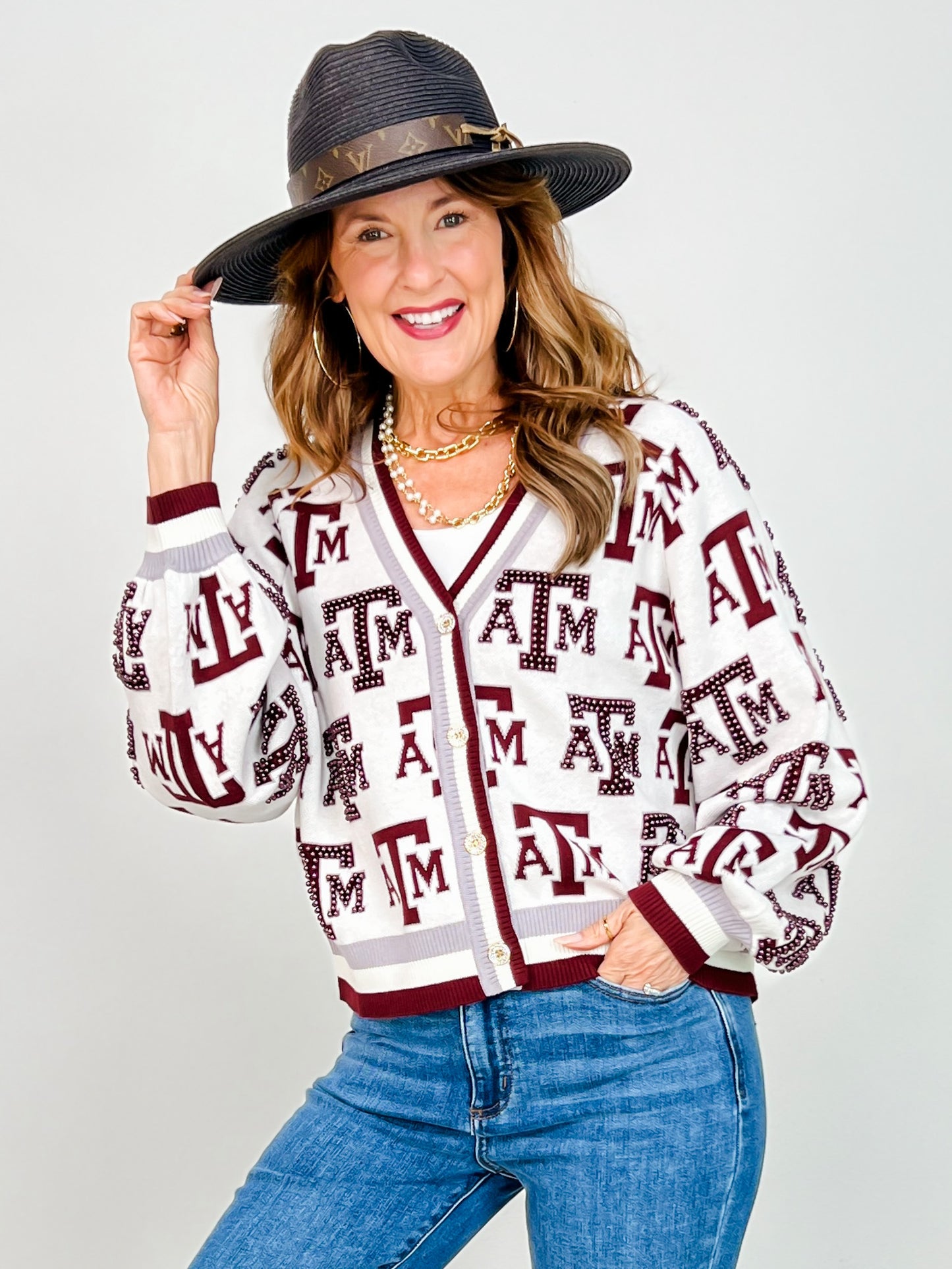 Queen Of Sparkles Texas A&M Knit in Mascot Rhinestone