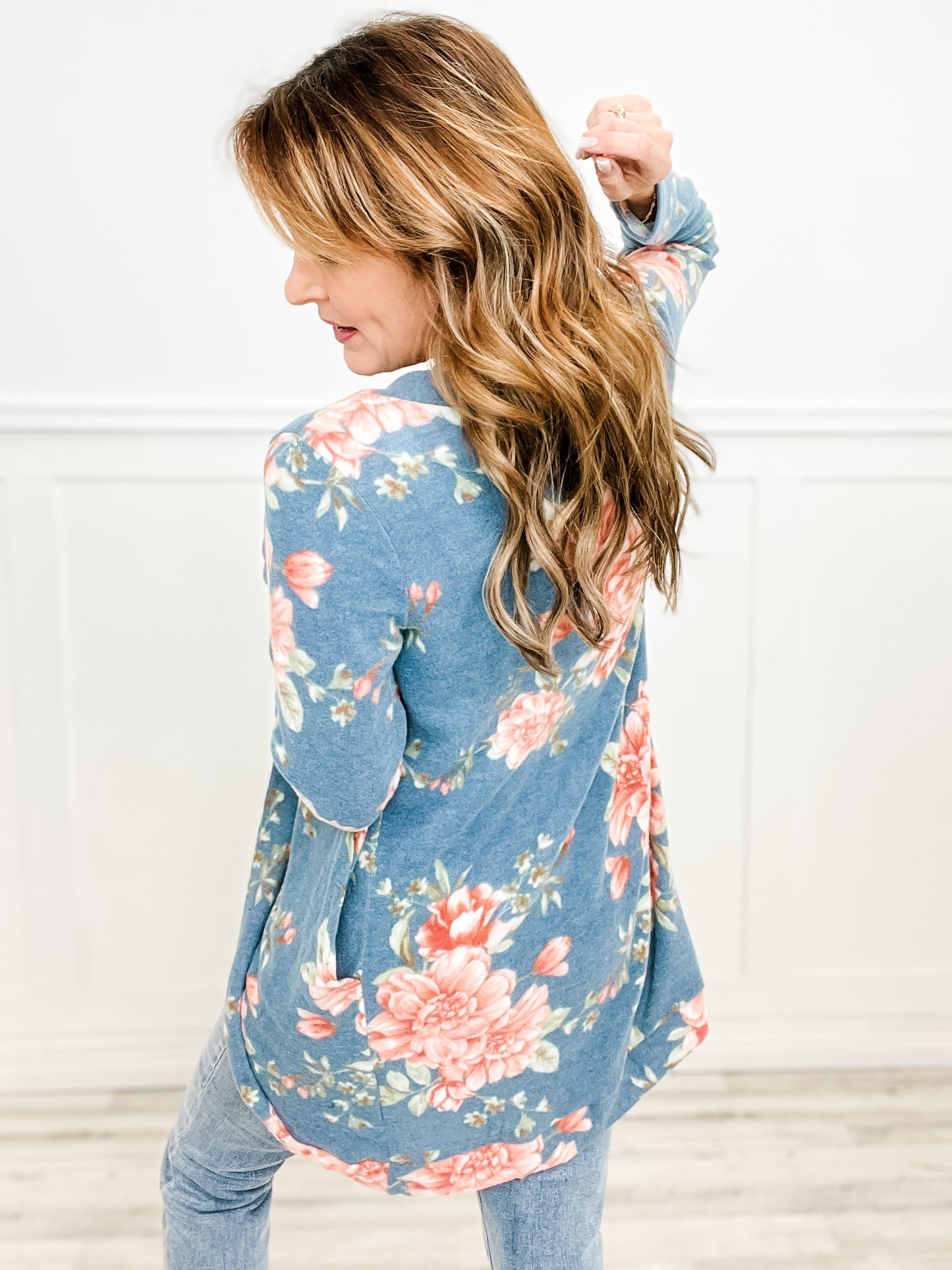 FLORAL PRINT KNIT CARDIGAN