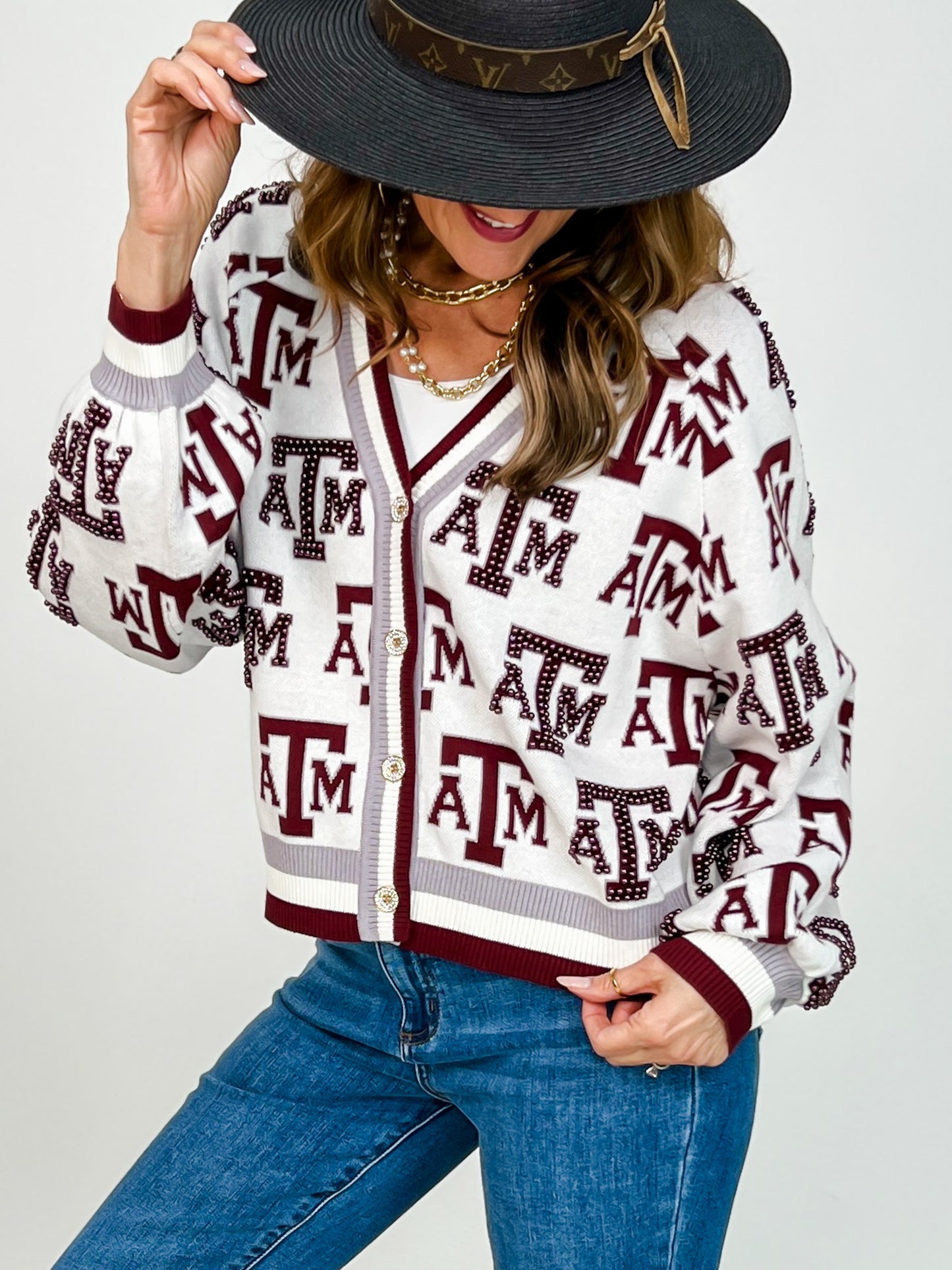 Queen Of Sparkles Texas A&M Knit in Mascot Rhinestone