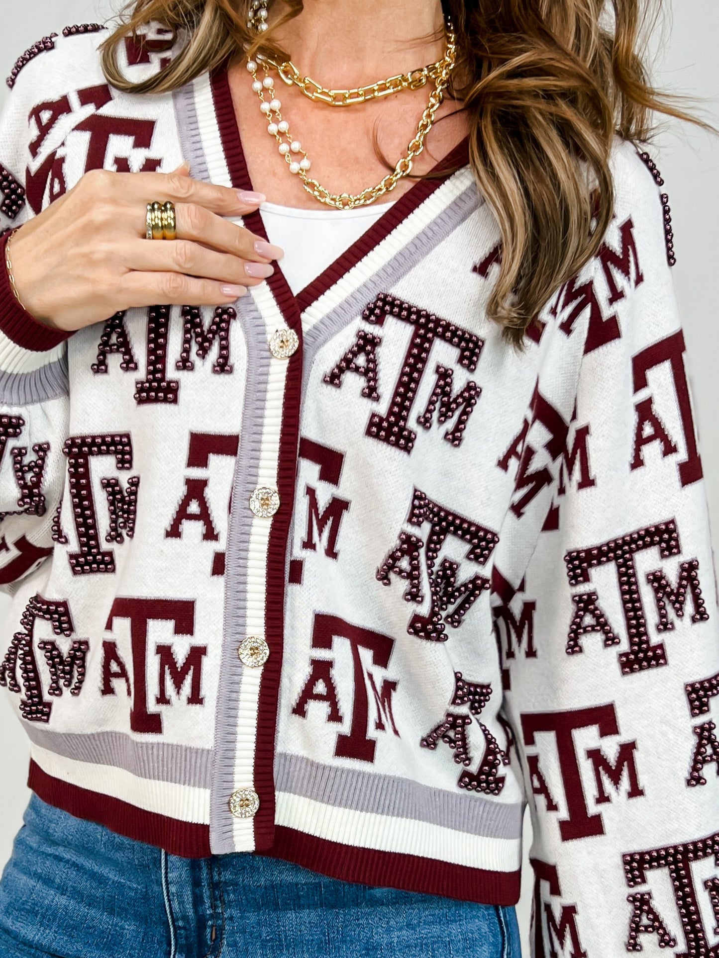 Queen Of Sparkles Texas A&M Knit in Mascot Rhinestone