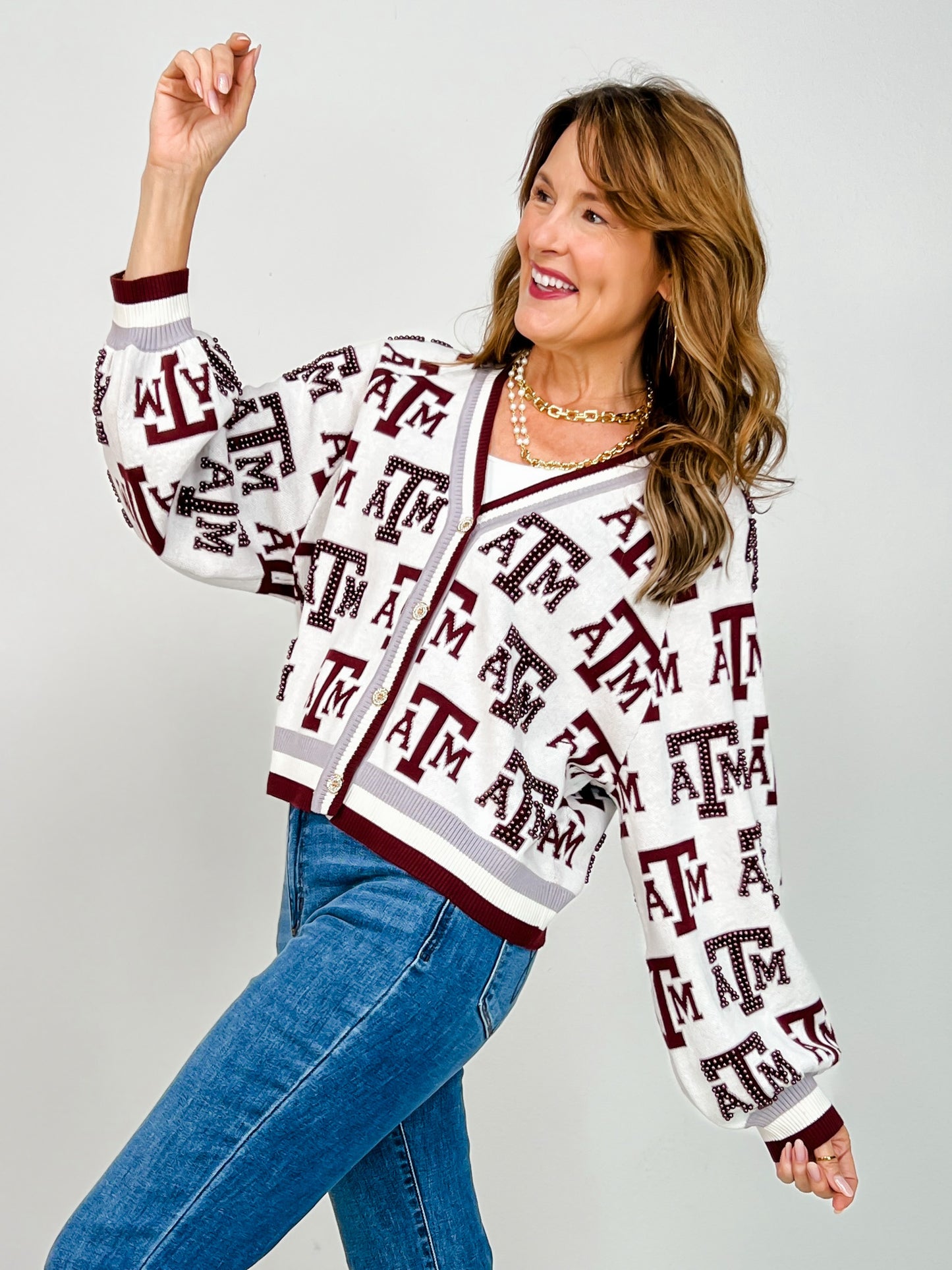 Queen Of Sparkles Texas A&M Knit in Mascot Rhinestone