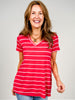Short Sleeve Striped V-Neck Top