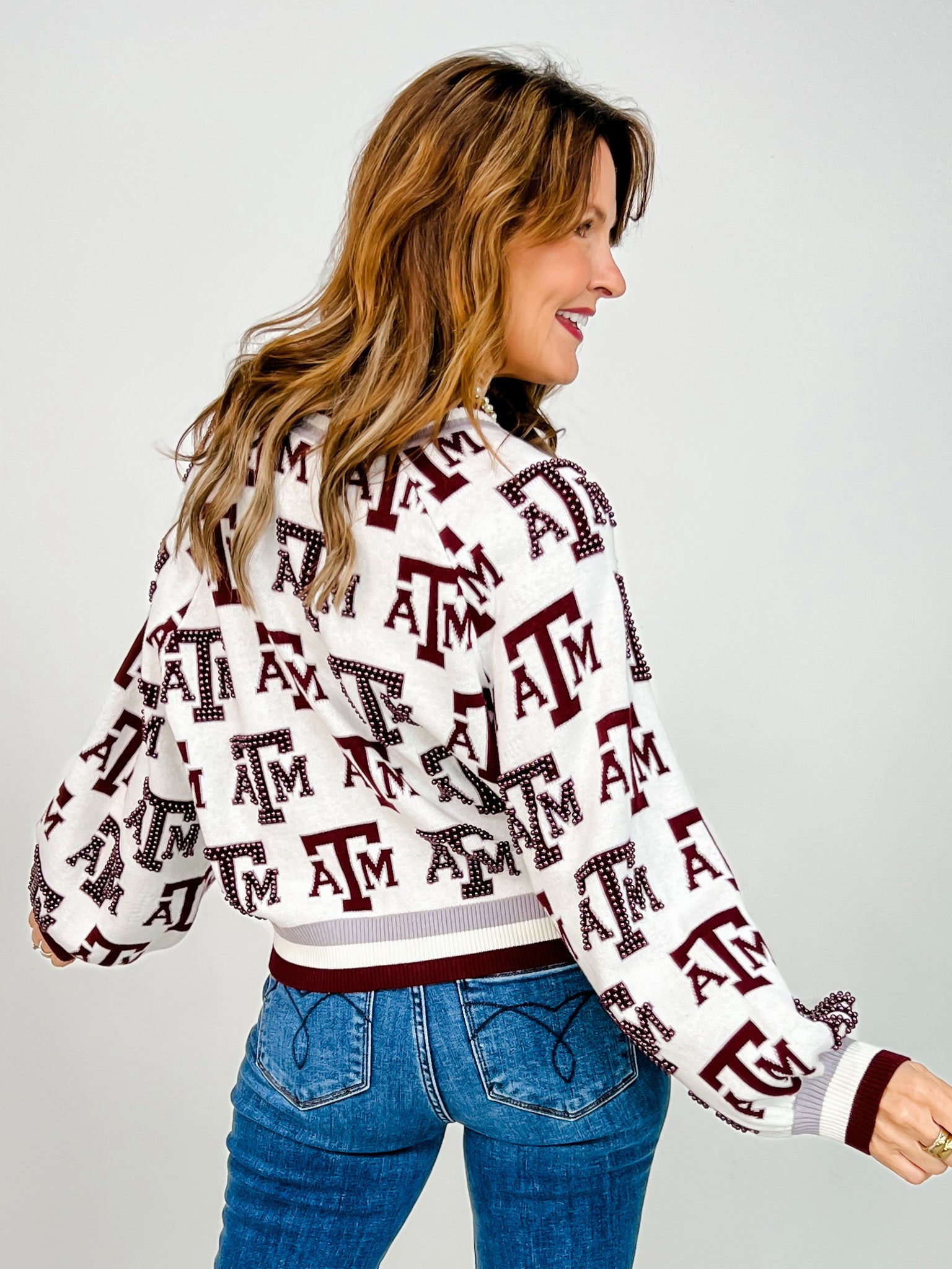 Queen Of Sparkles Texas A&M Knit in Mascot Rhinestone