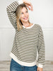 Long Sleeve Striped Terry Cloth Top