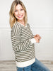 Long Sleeve Striped Terry Cloth Top
